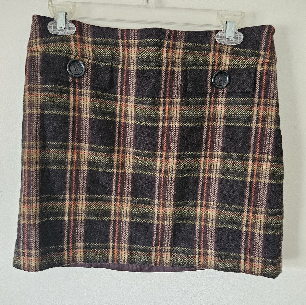 Michael kors wool plaid mini skirt